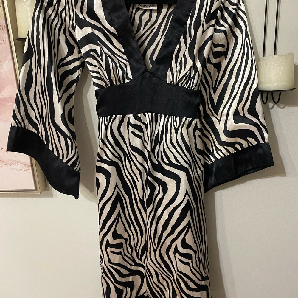 Karlie Black and White Zebra Long Sleeve Dress